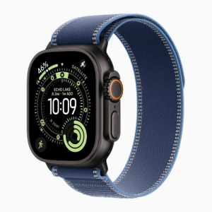 Apple Watch Ultra 3 49mm Charcoal Trail Loop - Black Titanium Case with Blue/Bright Blue Trail Loop