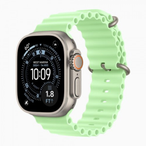 Apple Watch Ultra 3 49mm Ocean Band - Titanium Case with Neon Green Ocean Band
