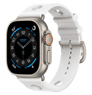 Apple Watch Ultra 3 Hermes 49mm, спортивный ремешок Scub’H Diving - Белый