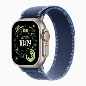 Apple Watch Ultra 3 49mm Charcoal Trail Loop - Titanium Case with Blue/Bright Blue Trail Loop