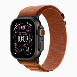 Apple Watch Ultra 3 49mm Alpine Loop - Black Titanium Case with Terra Cotta Alpine Loop